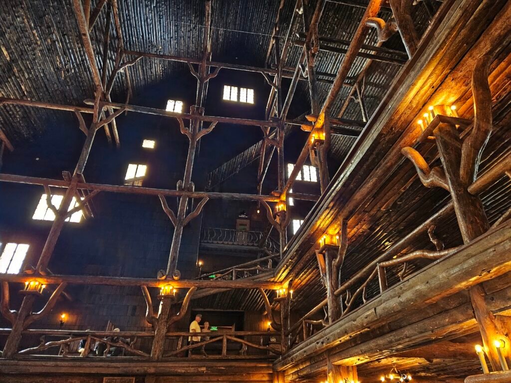 Old Faithful Inn stairs leading to the crows nest. 